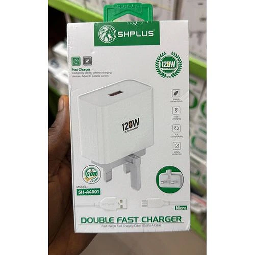 SHPLUS 120W DOUBLE FAST CHARGER WITH USB TO A/MICRO CABLE FOR ALL ANDRIOD PHONES