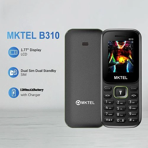 MKTEL B310 Black mobile phone Screen Dual SIM 1200mAh Capacity Battery Torch Light spare phone
