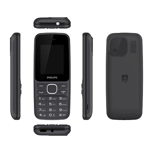 Philips Philips Fun 200 Wireless FM with Recording, 2.0" Big Screen Feature Phone, 4MB+4MB Memory, 1000mAh, 2000 PhoneBook, Dual SIM, Bright Torch Type-C Fast Charge Mobile Phone - Black