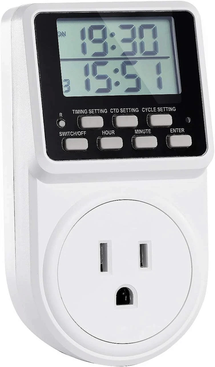 Digital Infinite Repeat Cycle Intermittent Timer Plug for Electrical White