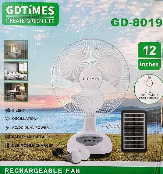 GDTIMES 12" RECHARGEABLE FAN GD-8019